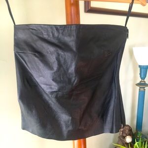 Lambskin Leather Strapless Top